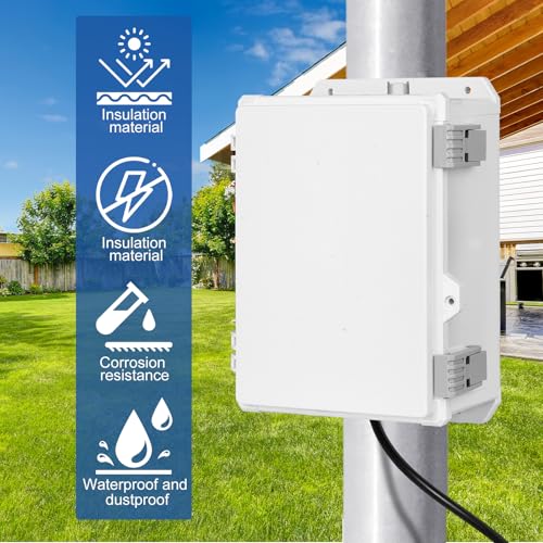 Outdoor Waterproof Electrical Junction Box Weatherproof IP65 ABS Plastic Enclosure with Preset Holes Switch Router Project Box with Mounting Panel Hinged Cover (11"x7.4"x5") - size: 11"x7.4"x5"
