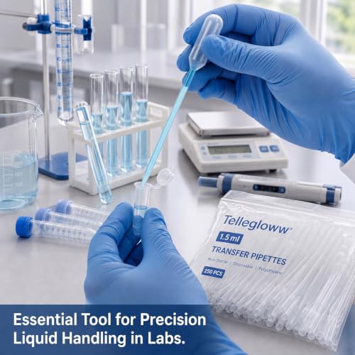 Tellegloww 250 Pcs 5ml Transfer Pipettes, Fine Tip LDPE Liquid Dropper - size: 5ml