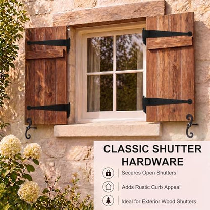 6 Pcs Steel Blind Shutter Hinges Black Pintle Strap Hinge Set