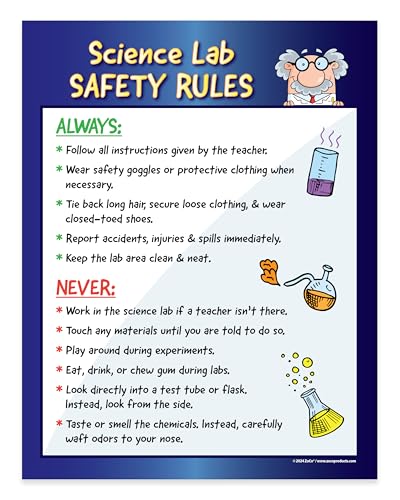 ZOCO – Science Lab Safety Rules Posters (2-Pack) – Chemistry Laboratory Safety Charts, Laminated 17 x 22 – for Middle & High School Science Classrooms - size: 2 Pack