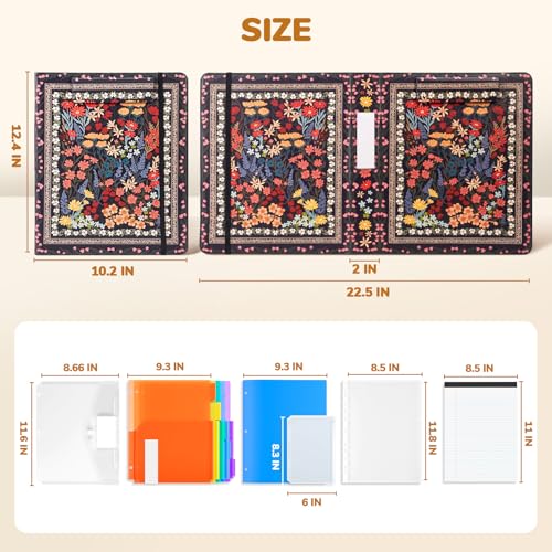 JoyCat 3 Ring Binder Clipboard with Storage, 5 Folders, Classical - color: Classical