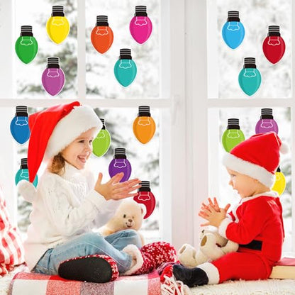 48Pcs Christmas Paper Cutouts, Colourful Xmas Light Bulbs Cut Outs Bulletin Board Decor for Winter Christmas Holiday Home Office Classroom Chalkboard Window Wall Door Decor - style: Light Bulb