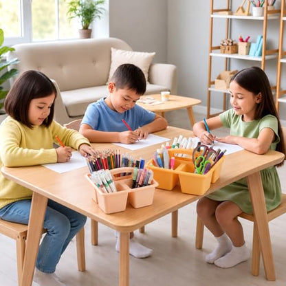 6 Pack 4 Compartment Classroom Caddy with Handle, Boho - color: Boho