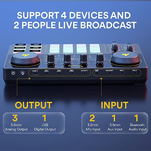 MAONO Podcast Equipment Bundle with Audio Mixer & 3.5mm Mic for Streaming - color: AU-AM200-S6 Black