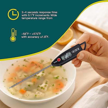 Copkim 6 Set Digital Food Thermometer Long Probe Instant,Black - color: Black
