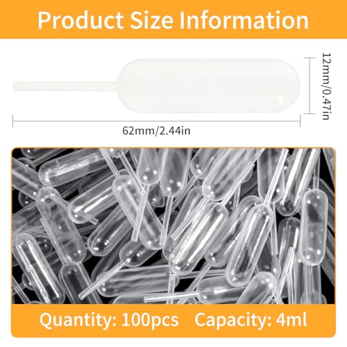 100 Pcs 4ml Jam Dropper Straw, Plastic Pipettes Dropper for Cupcakes