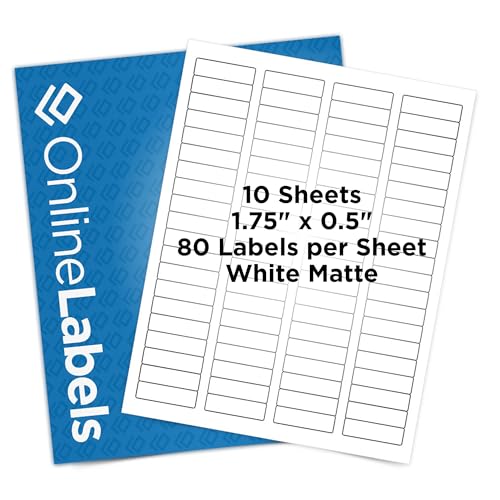 OnlineLabels 1.75" x 0.5" Return Address Labels - White Matte - 10 Sheets - size: 10 Sheet Pack