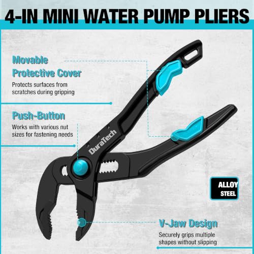 DURATECH 2-Piece Mini Pliers Set, 4-Inch Water Pump Pliers & Pliers Wrench - size: 2pcs