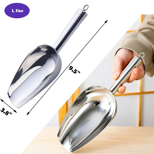 Set of 1 Ice Scoop, Stainless Steel Kitchen Ice Scoop for Canisters or Ice Maker, Food Scoops for Canisters, Freezer, Flour, Dry Foods, Coffee Beans, Pop Corn, Pet Dog Cat Food (Stainless Steel-L) - color: Stainless Steel-L