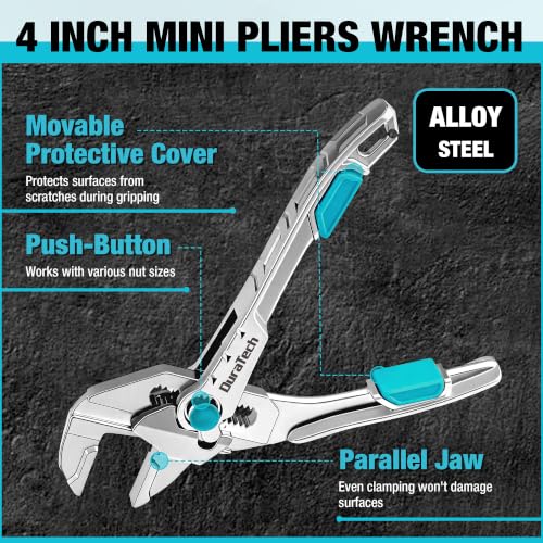 DURATECH 2-Piece Mini Pliers Set, 4-Inch Water Pump Pliers & Pliers Wrench - size: 2pcs
