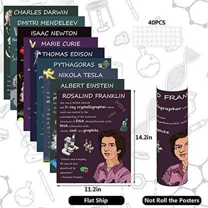 KALEFO 9PCS Science Posters Scientists Inspirational Quote Wall
