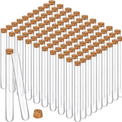 Thyle Glass Test Tubes Bulk with Cork Clear Stoppers, 20x200mm/44ml, 100 Pcs - size: 20x200mm/44ml