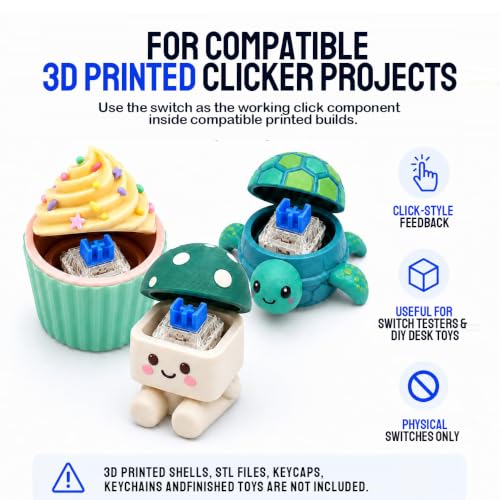 80PCS Blue Mechanical Keyboard Switches - Clickers for 3D Prints