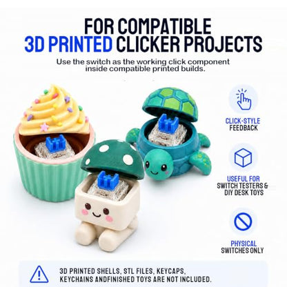 80PCS Blue Mechanical Keyboard Switches - Clickers for 3D Prints