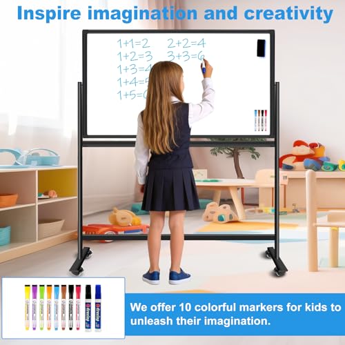 BSTPCOO Double-Sided 36"x24" Magnetic Dry Erase Board with Stand - color: Black, size: 36"W x 24"H