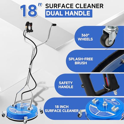 RIDGE WASHER 18’’ Pressure Washer Surface Cleaner with Dual Handle,4500 PSI - size: 18 Inch