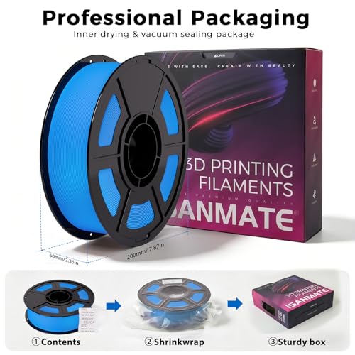 iSANMATE Matte PLA Filament 1.75mm Marine Blue PLA 30-300mm/s 1KG for Bambu - color: Marine Blue