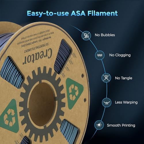 Creator ASA Filament 1.75mm 3D Printer Filament 1KG, UV & Heat & Weather Resistant ASA 3D Printing Filament, Perfect for Printing Outdoor Functional Parts (Burnt Titanium) - color: Asa Burnt Titanium