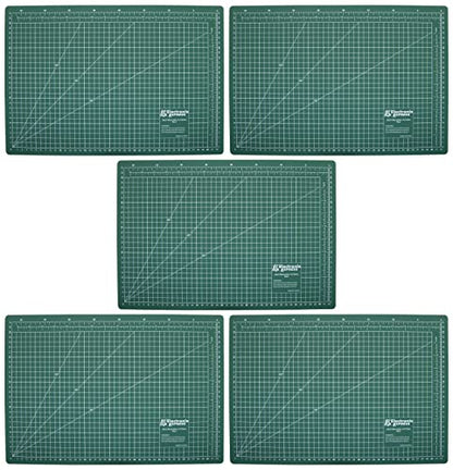ELECTRONIX EXPRESS 5 Pack Metric 45cm x 30cm (17.71" x 11.81") Self-Healing Cutting Mat, Grid Lines Measure 40 cm x 25 cm, Green, 3mm Thick - size: 5 Pack