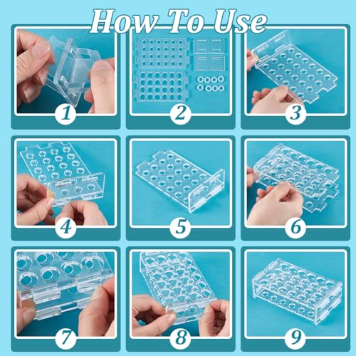 UNICRAFTALE 2 Set 24-Holes Acrylic Test Tubes Holder Rack Lab Supplies Rectangle Clear Tests Tube Rack Round Holes Tests Tube Holder for Test Tubes Chemistry Laboratory 5.27"x2.95"x1.45" - size: 13.4x7.5x3.8cm