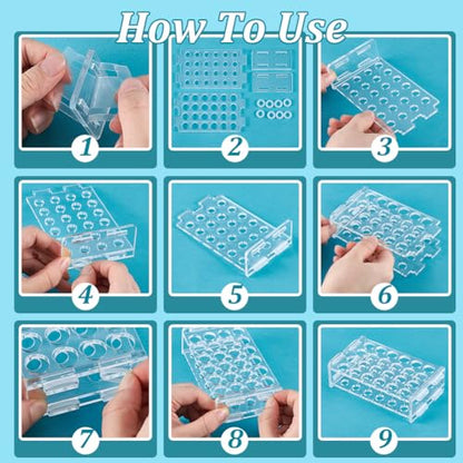 UNICRAFTALE 2 Set 24-Holes Acrylic Test Tubes Holder Rack Lab Supplies Rectangle Clear Tests Tube Rack Round Holes Tests Tube Holder for Test Tubes Chemistry Laboratory 5.27"x2.95"x1.45" - size: 13.4x7.5x3.8cm