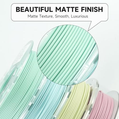 Gratkit Matte PLA Filament 1.75mm 4*250g, PLA Matte Blue,Pink,Yellow,Green - color: Matt-blue,pink,yellow,green