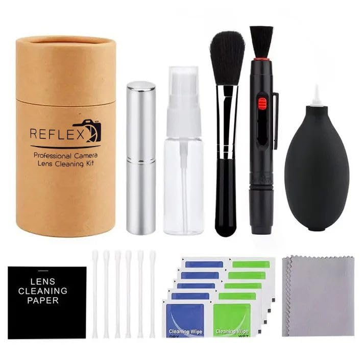 REFLEX CAMERA Professional 19 in 1 Camera Cleaning Kit, Camera Lens Cleaning Kit with Lens Pen, Air/Dust Blower, Microfiber Lens Cloth, Sensor Cleaning Swabs, Lens Solution & Handy Storage Container