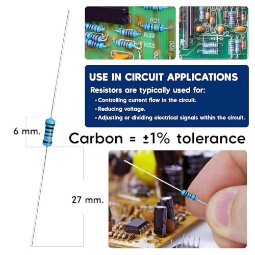 130 Values Resistor Kit Assortment 1 Ohm-3M Ohm ±1% Tolerance 1/4W Metal Film Resistor Set (Pack of 2,600) for Electronic Projects, DIY Electronics & Experiments