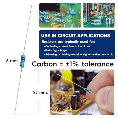 130 Values Resistor Kit Assortment 1 Ohm-3M Ohm ±1% Tolerance 1/4W Metal Film Resistor Set (Pack of 2,600) for Electronic Projects, DIY Electronics & Experiments