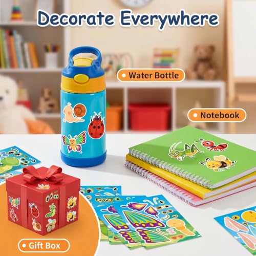 Insect & Spring Stickers 24 Sheets, Kids Crafts & Party Favors - color: Insects