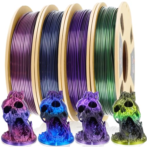 LOVOON 3D PLA Filament Bundle 1.75MM, Color Shift Filament Bundle, Gradient Silk PLA Filament Bundle, PLA Filament for 3D Printer 3D Pen, Dimensional Accuracy +/-0.02mm, 200g x 4 Spools - color: Gradient Silk Bundle, size: 0.8 kg