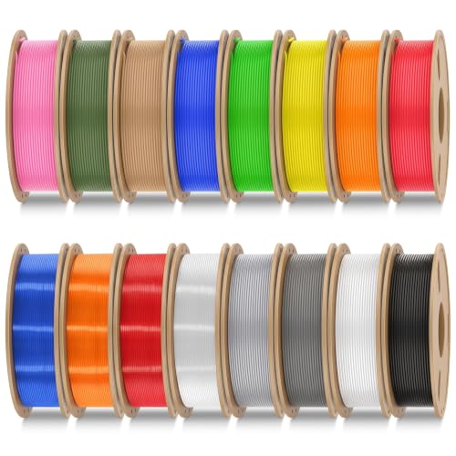 PLA Filament 1.75mm 4kg 16-Pack Multicolor 0.25kg Each - color: Multicolor