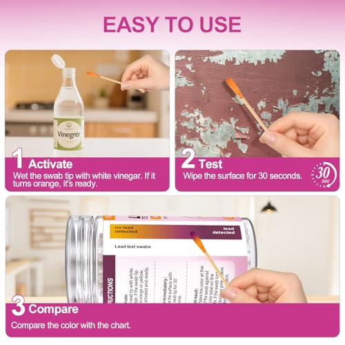 AAwipes Lead Test Kit 30 Swabs Enhanced Lead Testing Formulation At Home Lead Paint Test Kit Testing for Paint Ceramics - Quick Results in 30s Lead Detector (30)
