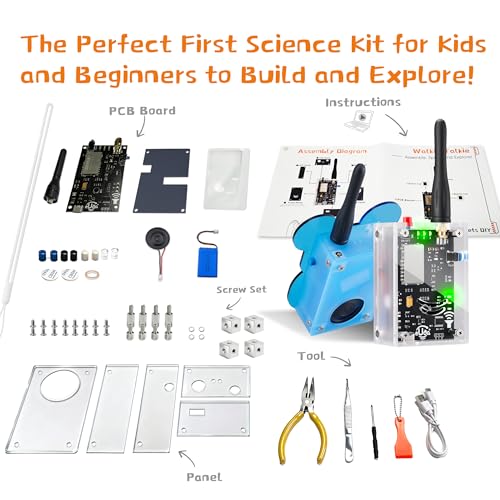 eUda+ STEM Walkie-Talkies Kit for 8-13-15-17+ Boys & Girls Stem Kits for Kids Age 8-10-12-14-16-18+ Science Experiments for Kids 9-12 DIY Kits for Kids Teenage Girl Gifts (Assembly Version, BTC) - size: Assembly Version, Bear-Transparent Clear (BTC)