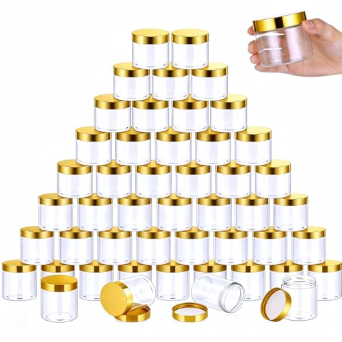 SATINIOR 100 Pcs Plastic Jars with Lids Small Containers Lids Wide Mouth Small Plastic Containers for Lotion Cream Rhinestones Body Butters Travel Storage(6 oz, Gold) - color: Gold, size: 6 oz