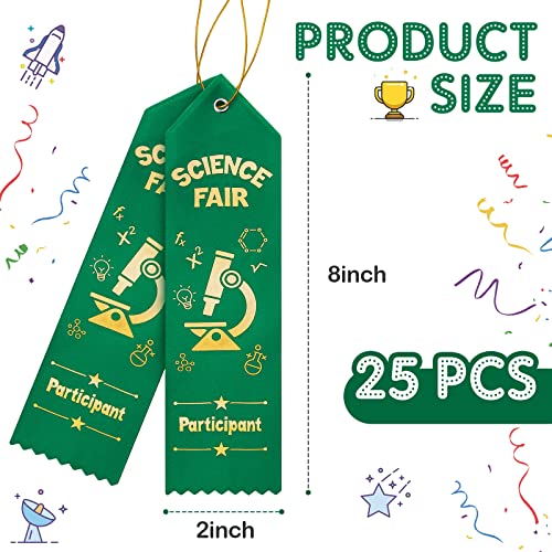 Taiyin 25 Pcs Science Fair Ribbons,Science Fair Participant Award,Green - color: Green, size: Science Fair Participant Award