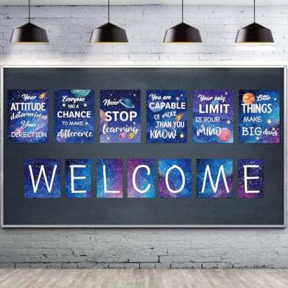 DUAIAI 13 Pieces Space Themed Classroom Decor Posters - color: Space