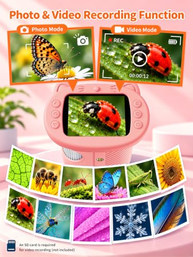 1000X Handheld Digital Microscope for Kids, 2.4" IPS Screen STEM Toys - color: Pink