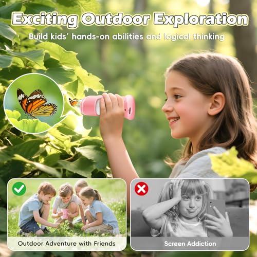 Alotwan Kids Microscope Digital 1000X Zoom, Mini Pocket Handheld Microscope Portable Travel Toys, HD Camera Video Magnifying Glass, Christmas Birthday Gifts for Girls, STEM Toys for Toddlers Age 3-8 - color: Pink