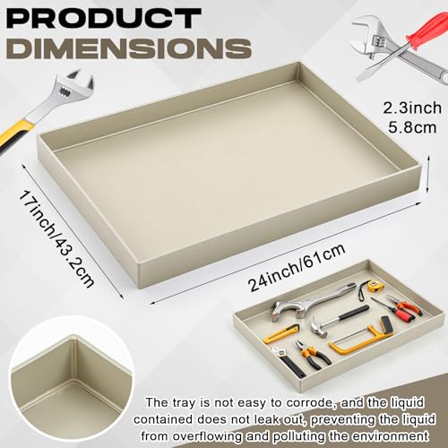 Maxdot 24 x 17 x 2.3 Inches Polypropylene Utility Tray Multifunctional Rectangular Plastic Containment Tray for Lab Kitchens Cosmetics Work Benches Shelf Use - size: 24" x 17" x 2.3"