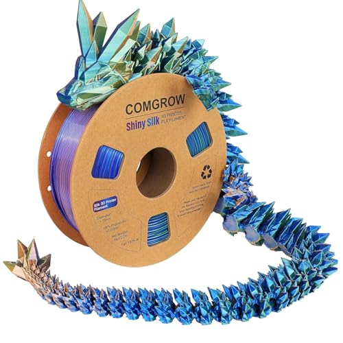 Comgrow Silk Shiny Blue Purple and Yellow 3D Printer Filament, Comgrow 3D Printing Materials Silk PLA 1.75mm, 3D Printing Filament +/-0.02mm, 1kg/2.2lbs Silk PLA - color: Blue & Purple &Yellow