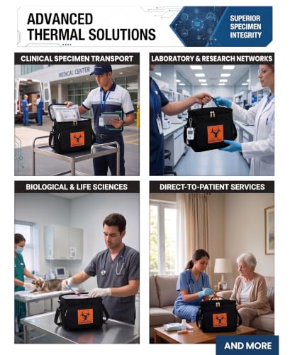 Specimen Transport Tote Bag, Insulated Biohazard Cooler Bags 10 x 7 x 8"