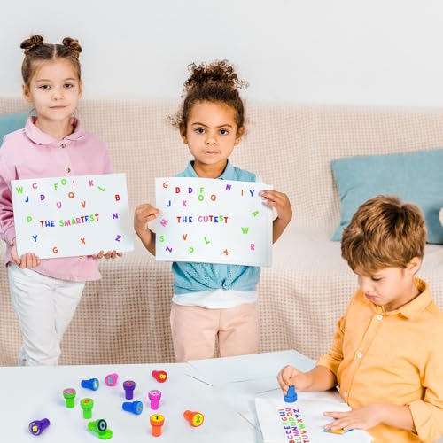 Cinrobiye 24 Pcs Alphabet Stampers Party Favor Set, Cute ABC Letter Stamps for Kids Early Learning, Classroom Rewards, Educational Phonics Toys, Goody Bag Fillers, Preschool Learning Supplies - color: Alphabet2