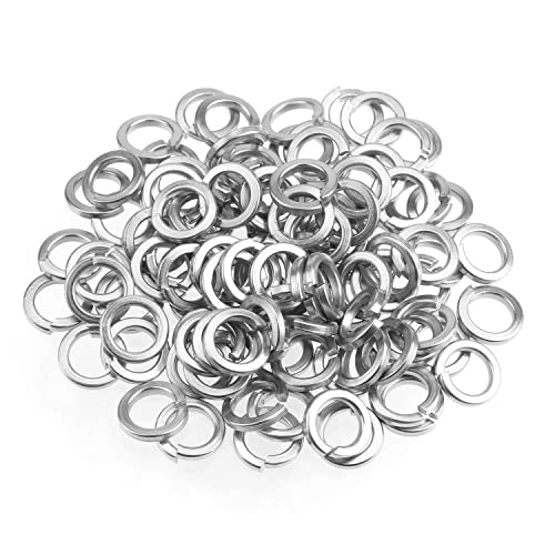 HELIFOUNER 100 Pieces M10 Stainless Steel Split Lock Washers, 304 Stainless Steel Spring Lock Washers for Screws Bolts, Silver - color: Silver, size: M10 (100 PCS)