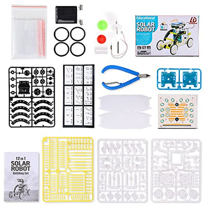 Lucky Doug Toys for Ages 8-13,12-in-1 STEM Solar Robot Kit Toys Gifts for Kids 8 9 10 11 12 13 Years Old, Educational Building Science Experiment Set Gifts for Kids Boys Girls - color: White