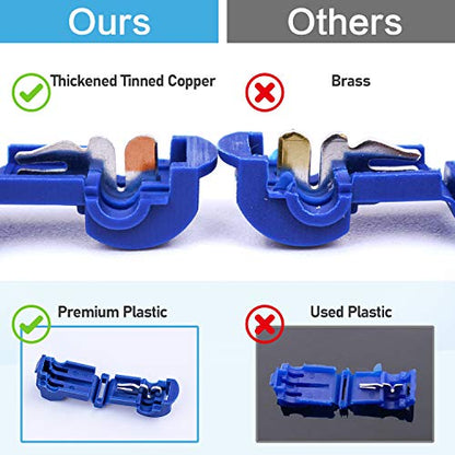 TICONN T Tap Wire Connectors, T Wire Quick Splice Connector, T Connectors for Wiring with Storage Case (Blue 80 Pcs) - style: Blue 80 Pcs