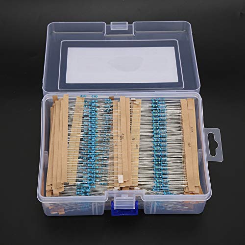 2600 Pieces 130 Values 1% Metal Film Resistors Assortment Kit for DIY Projects, 1 Ohm - 3M Ohm 1/4W Leaded Resistors with Storage Box