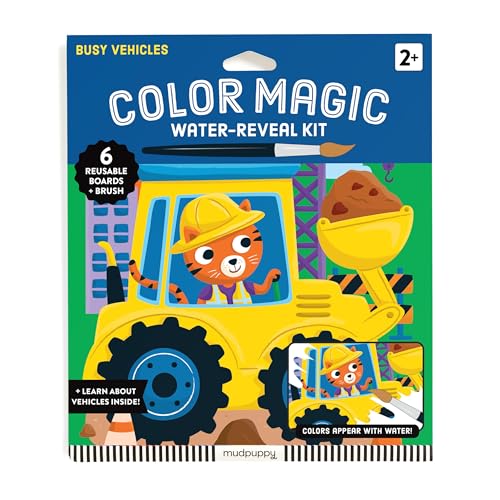 Mudpuppy - Busy Vehicles Color Magic Water-Reveal Kit for Kids - color: Things That Go