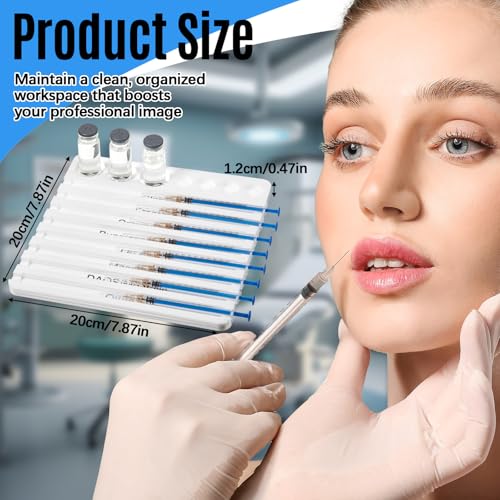 Chunful 2 Pcs Aesthetics Syringe Tray 8 Slots, Vial Holder, White - color: white