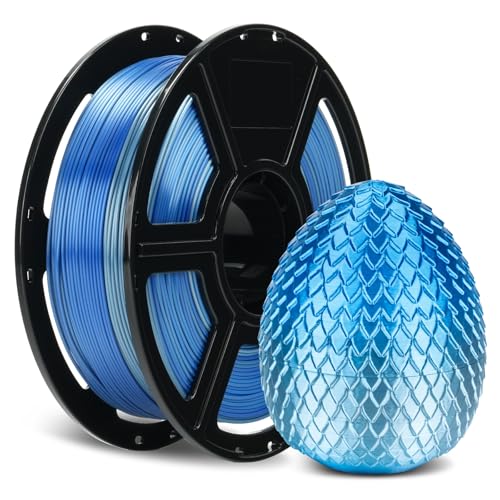 FLASHFORGE Silk Dual Color Filament, Blue to Silver Gradient, Smooth Color-Changing 3D Printer Filament 1kg (2.2lbs) Spool, 3D Printing Filament Easy to Use and Fits for Most FDM 3D Printers - color: Blue to Silver Gradient